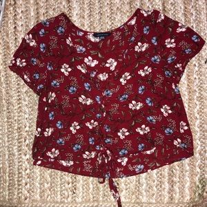 American Eagle Floral Print Tied Top